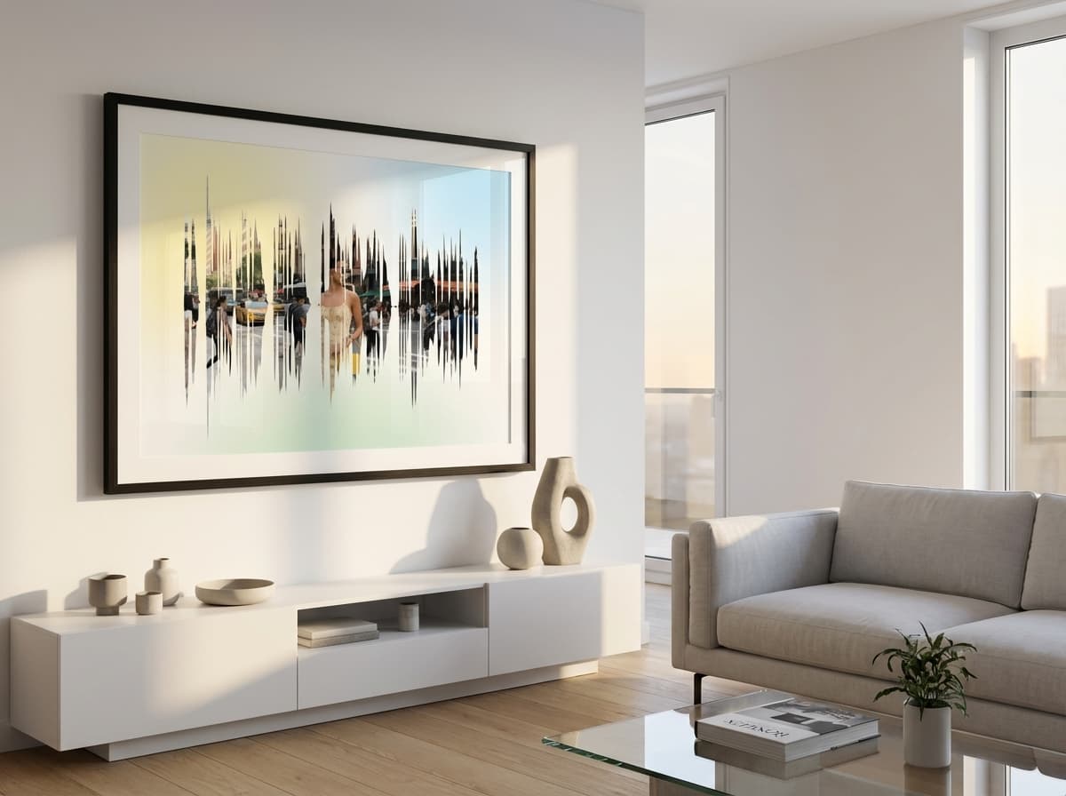 Gallery wall featuring multiple SoundPrint artworks