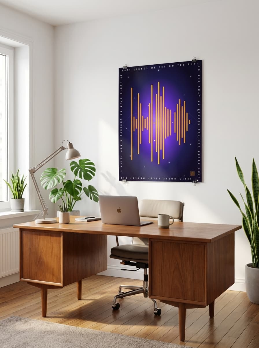 Bars waveform poster in home office