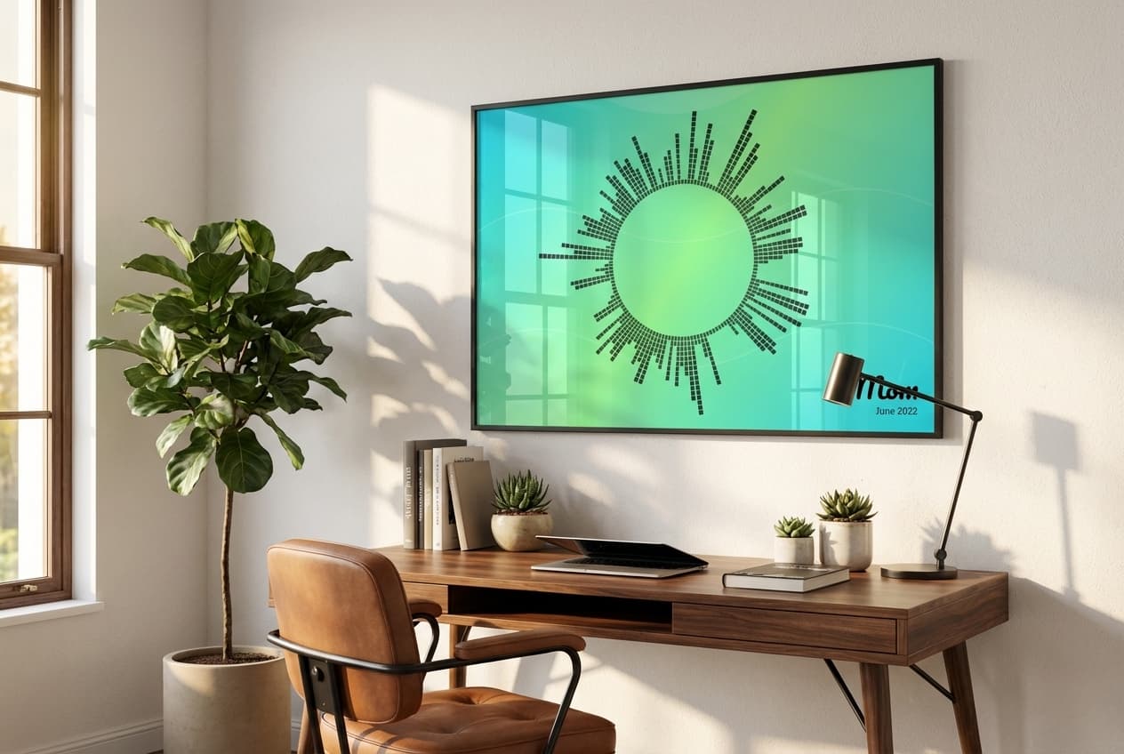 SoundPrint artwork in stylish home office