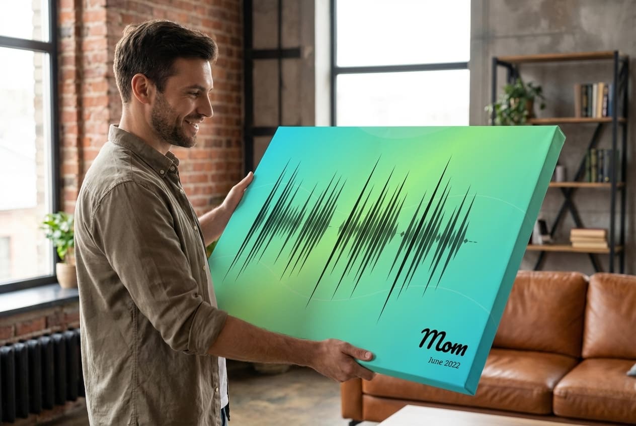 Man holding SoundPrint canvas